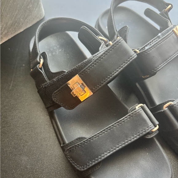 Women’s A New Day Black Sandals – Double Strap with Buckle – Size 8 - Picture 3 of 6